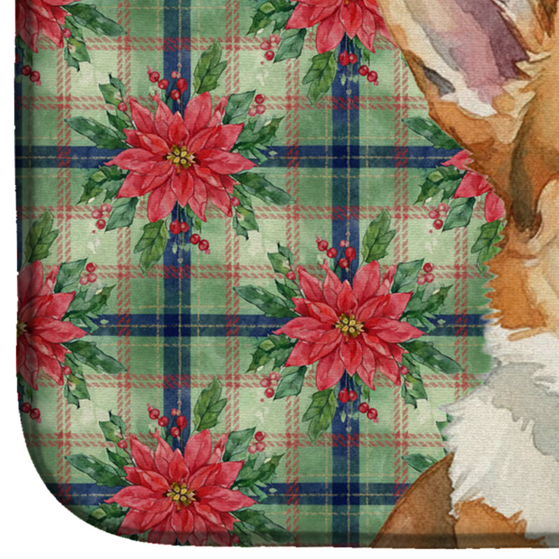 Tapis de vaisselle Corgi Christmas PoinsettIas
