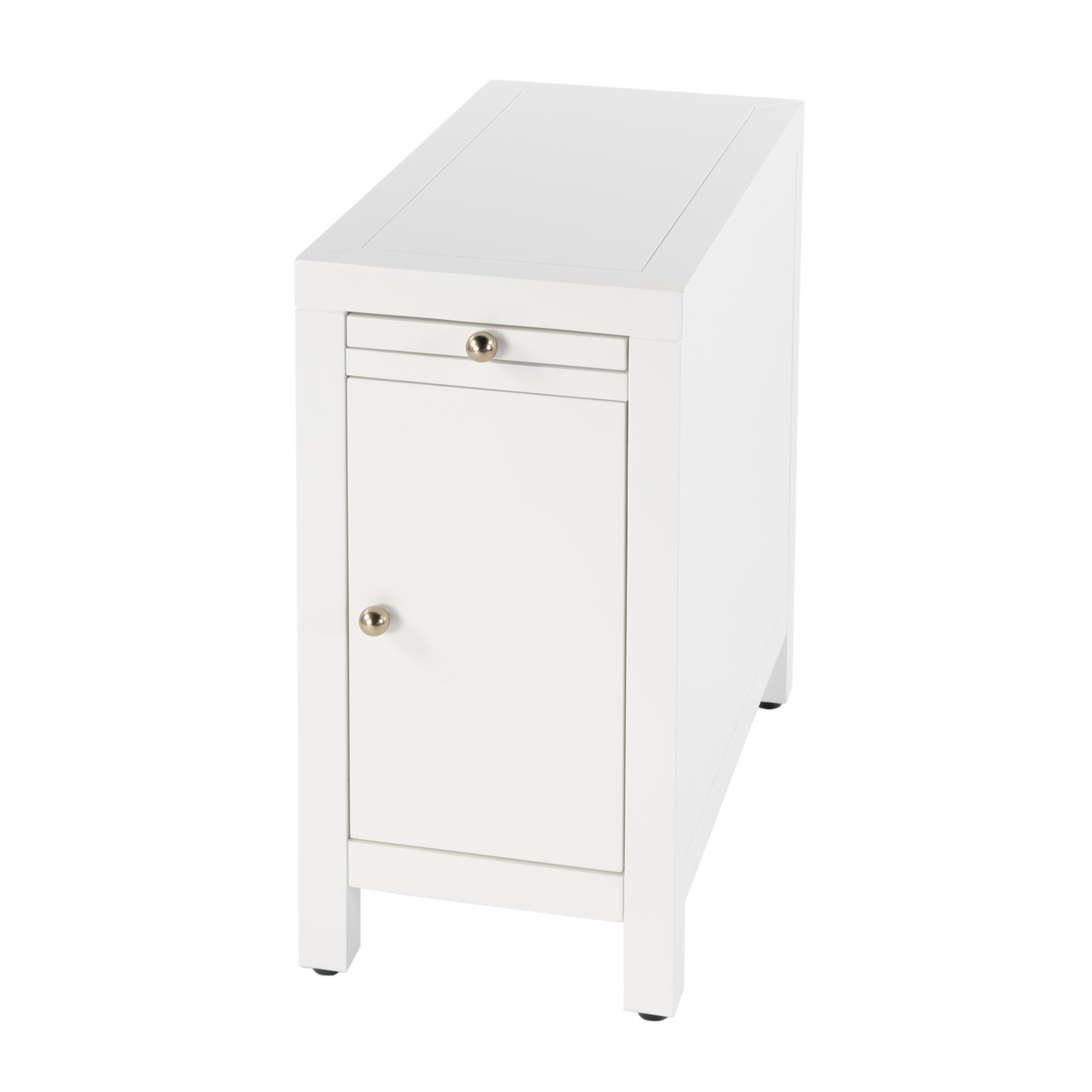 Celine 12" Acacia End Table, Smooth White