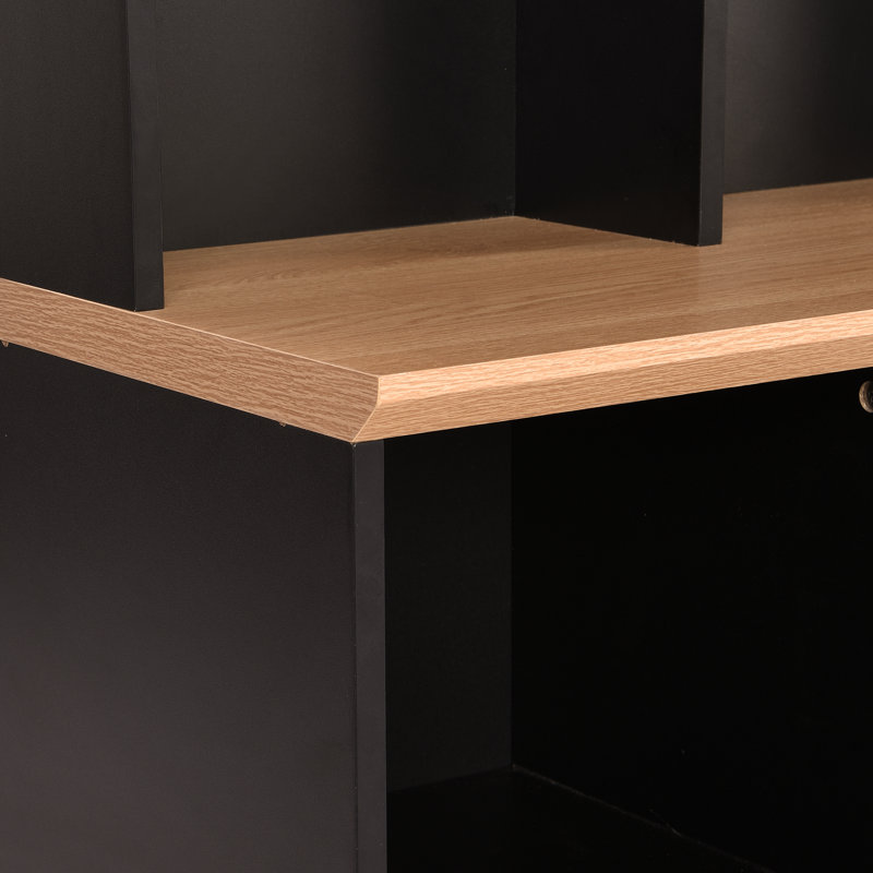 Arbre de couloir large avec banc de rangement, armoire à chaussures minimaliste avec rangement cubique et tablettes, noir