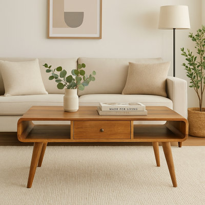Solid Wood Four Leg Coffee Table with Storage