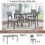 Ensemble de salle à manger moderne 5 pièces, table de salle à manger rectangulaire en bois avec 4 chaises rembourrées pour la cuisine, la salle à manger, gris
