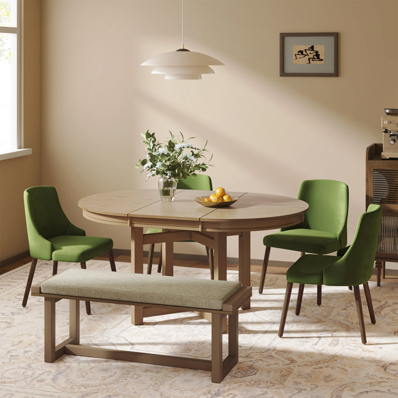 Caselli 6-Piece Versatile Solid Wood Frame Dining Sets, Green