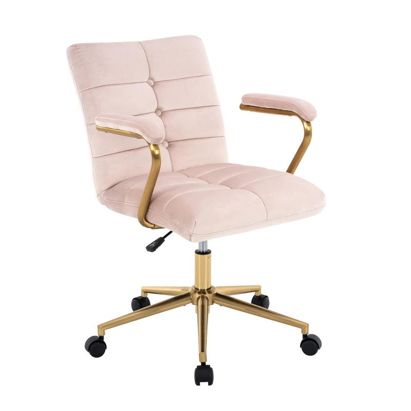 Fauteuil de bureau Kundra, Rose, Doré