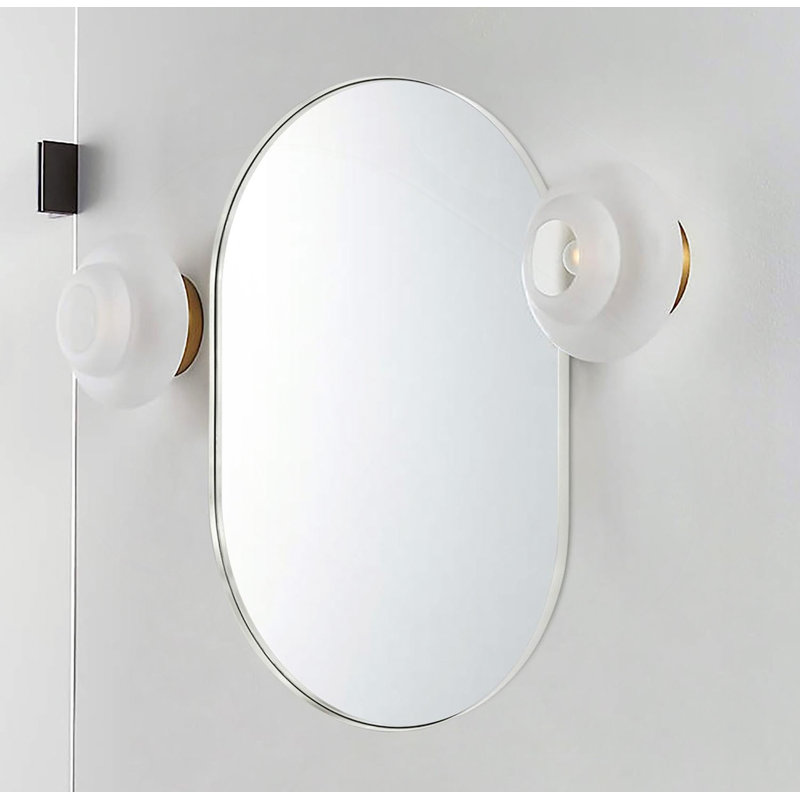 Metal Oval Mirror, Black, 33" H x 20" W