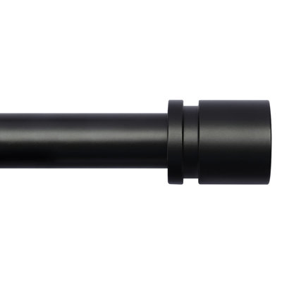 Curtain Rods For Windows 16 To 144 Inches Adjustable Length 1 Inch Diameter Window Curtain Rod With Aluminium Finials, Black