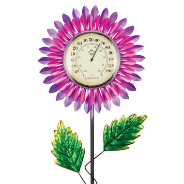 Evergreen Butterfly Outdoor Wall Thermometer, Blue