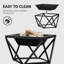 Teamson 60cm Wood Burning Fire Pit with Spark Screen, Fire Poker, Cooking Grate, Square Steel Fire Bowl for Patio & Garden