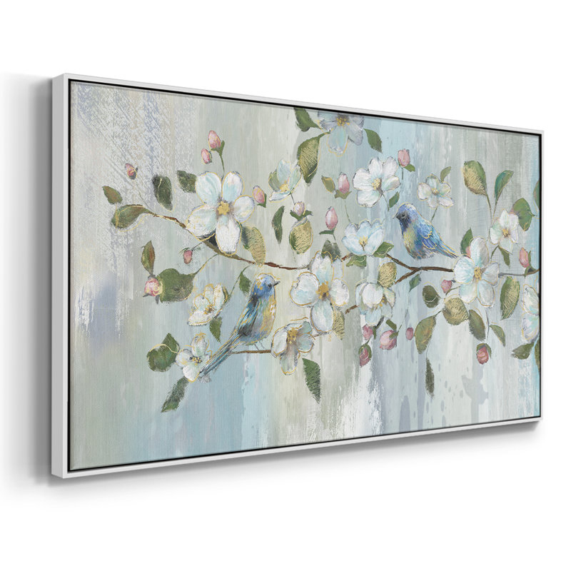 Painterly Spring - Toile tendue avec châssis encadré - Prêt à être accroché, H 21 po x l 41 po, Blanc