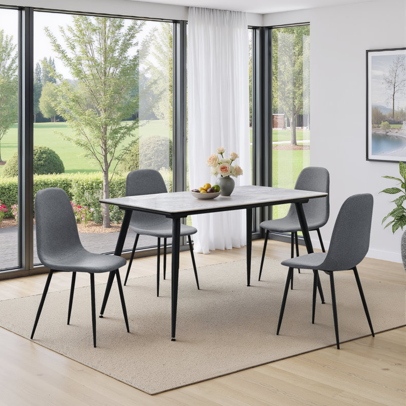 Grey 5-Piece Rectangular Dining Table Set