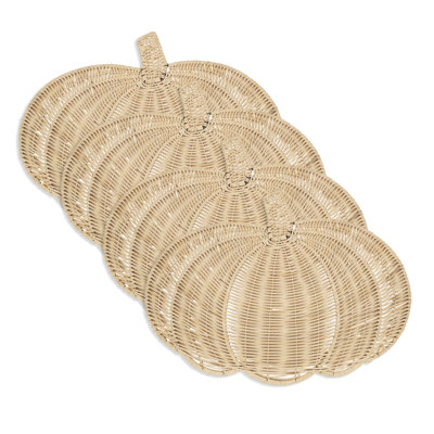 Fall Harvest Rattan Pumpkin Placemat (Set of 4)