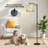 Arc Floor Lamp Cute White Bunny Meadow Colorful Flowers Floor Lamps with Remote LED Lights Adjustable Lamp Shades Tall Standing Lamps for Reading Office Living Room