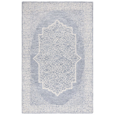 Tapis oriental abstrait en laine touffetée à la main avec envers en coton