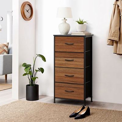 Dresser for Bedroom Dresser for Closet teak wood Dressers & Chests of Drawers Fabric Closet Organizers and Storage with 4 Drawers Storage Bins
