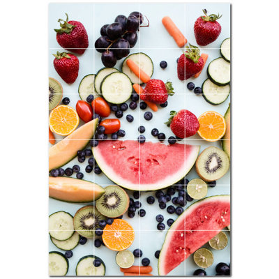 Fruit Photo 4.25'' x 4.25'' Satin Ceramic Decorative Mural