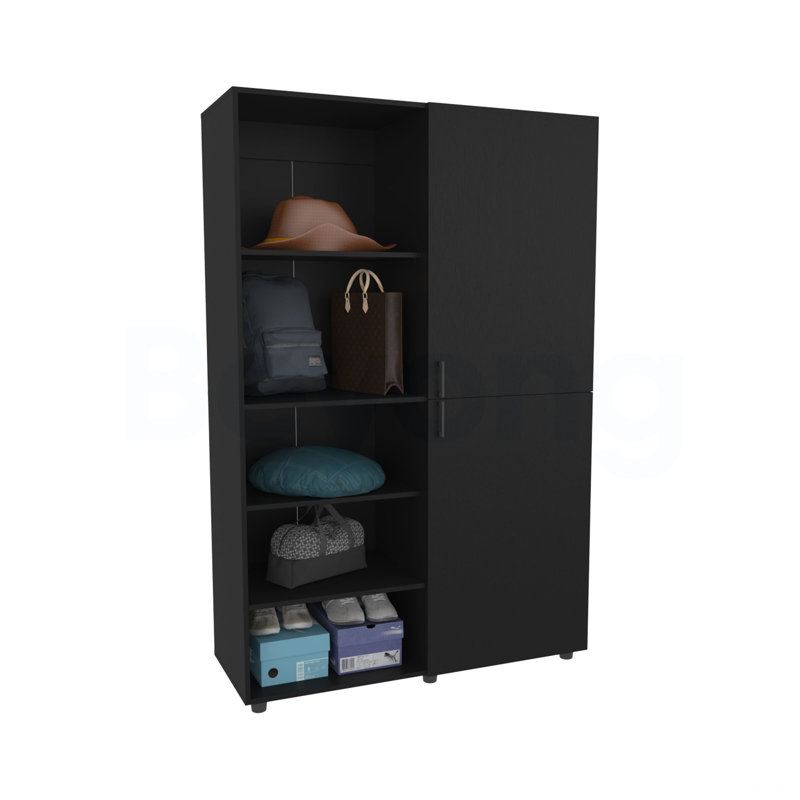 Armoire 2 portes avec rangement ouvert Wengue, Wengé