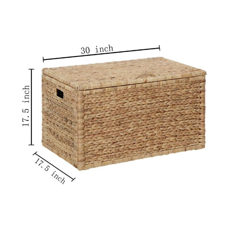 Coffre de rangement Water Hyacinth en osier avec cadre en métal, 30 par 17,5 par 17,5