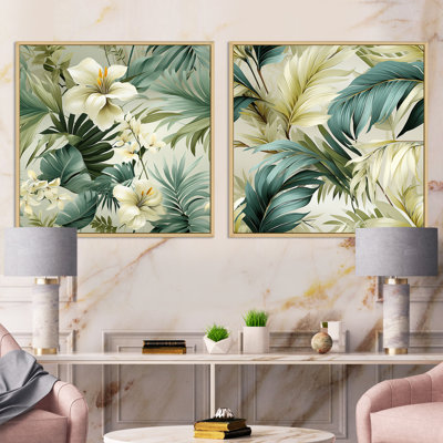 Brockton - Ensemble de 2 collages floraux carrés