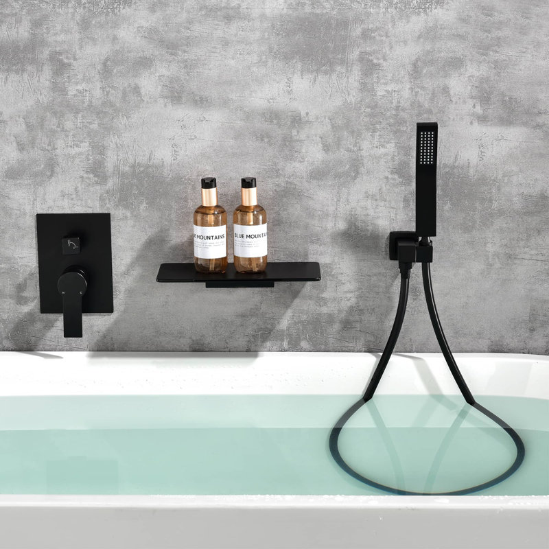 1 Handle Wall Waterfall Faucet with Diverter, Matte Black