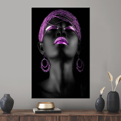 Superbe art africain sur toile aux lèvres mauves - décoration murale tendance pour maisons modernes