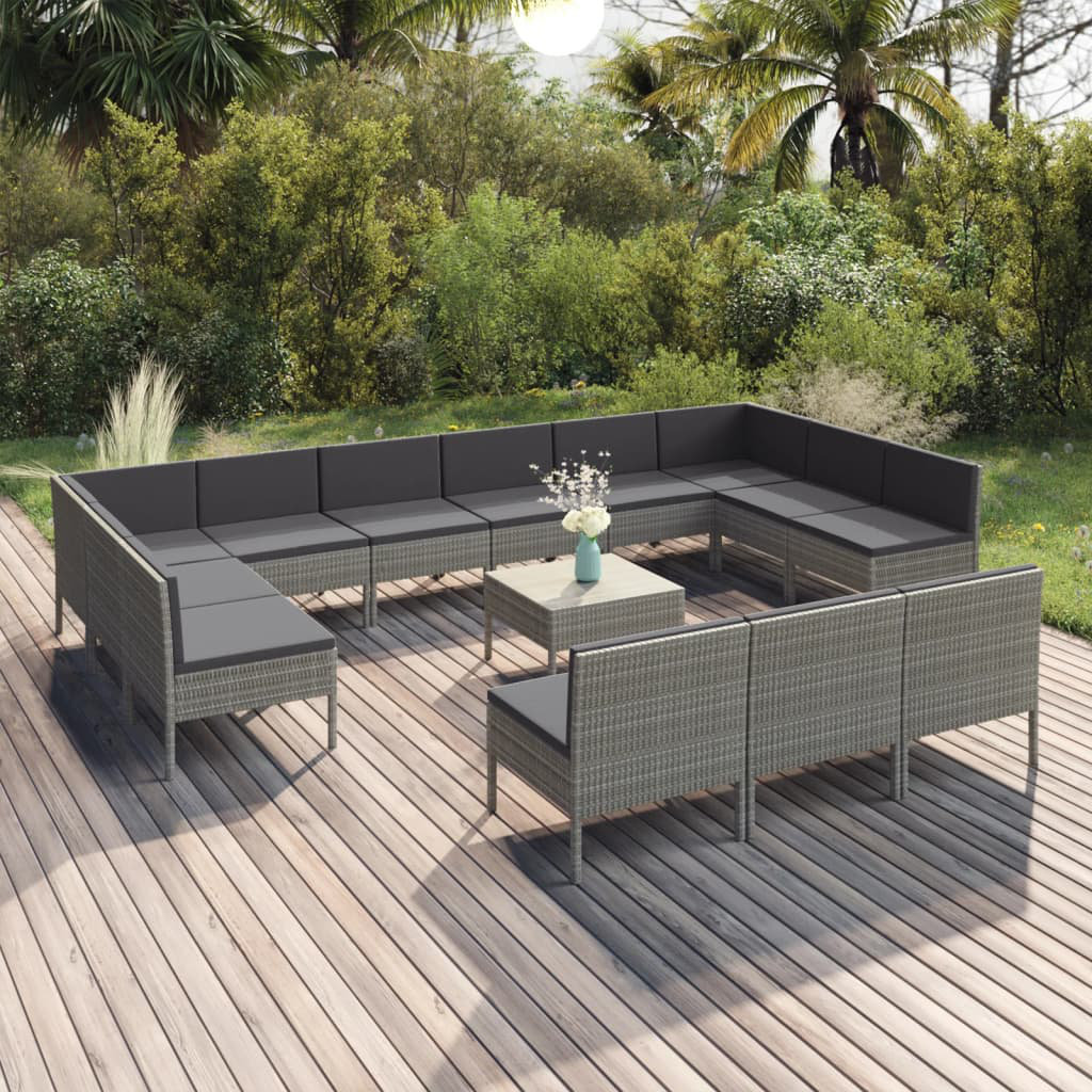 9-Sitzer Lounge-Set Farrelly aus Rattan mit Polster