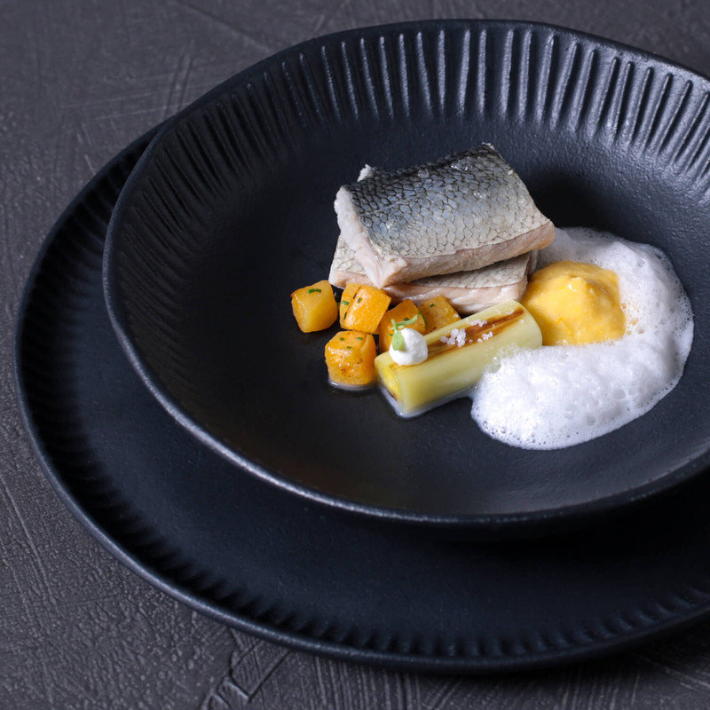 Handcrafted Matte Black Porcelain Salad/Dessert Plate Set