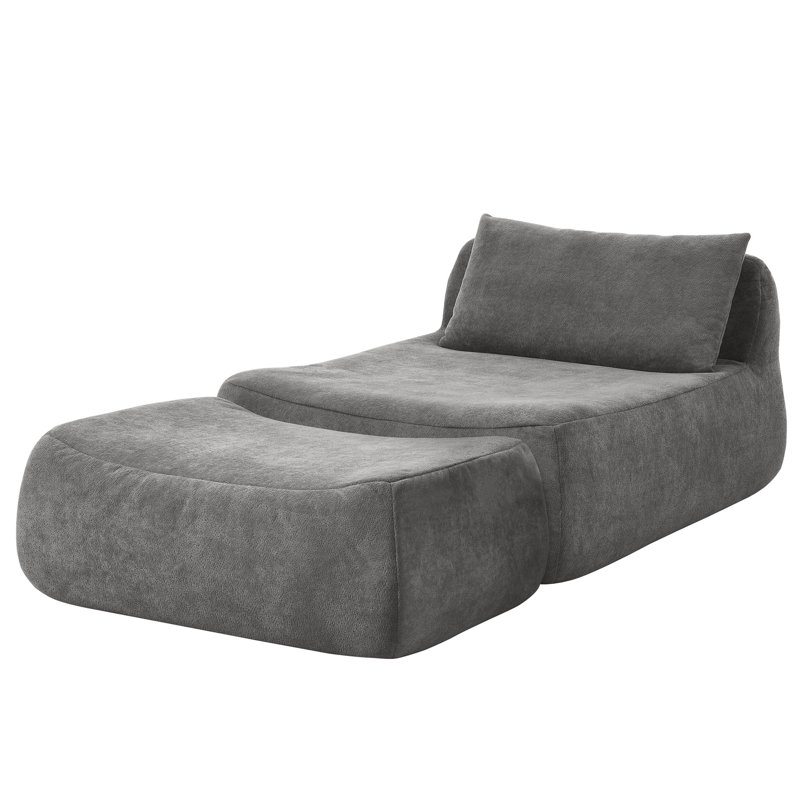 Chaise de chambre à coucher moderne avec fauteuil inclinable gris moelleux pour chambre à coucher, siège en tissu