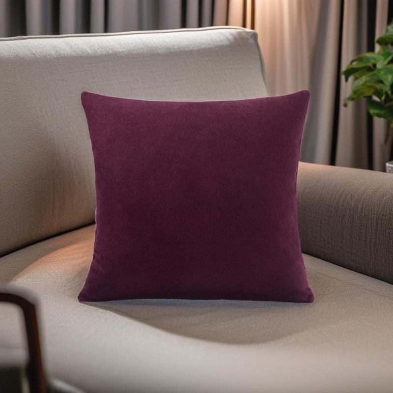 Velvet Feel Chenille Scatter Cushion Cover, 45 cm x 45 cm, Aubergine
