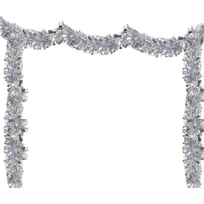 Guirlande 33 pi, guirlande de Noël, décorations métalliques brillantes argentées pour défilés, Halloween, sapin de Noël, fêtes de fin d'année, fête d'anniversaire, articles de fête disco intérieur et extérieur