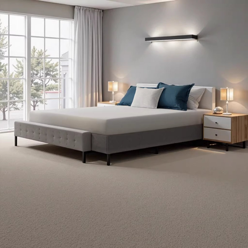 BedTech Knock Down Full Mattress Foundation - Grey Metal & Fabric Platform Bed Frame (No Box Spring Needed), Full / Double