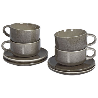 Stoneware Teacup with Saucer
