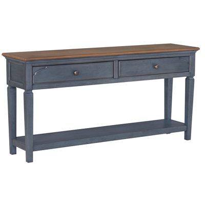 Table de 152 cm (60 po) avec finition velours côtelé bleu, aucun assemblage requis. 2 tiroirs, 1 étagère. Fabriqué en caoutchouc massif et placage de bouleau. Bureau d'artisanat de 152 cm (60 po), construction robuste.