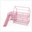 Lit simple superposé en métal avec escalier de rangement, glissière, rails de sécurité, rose-1890578306