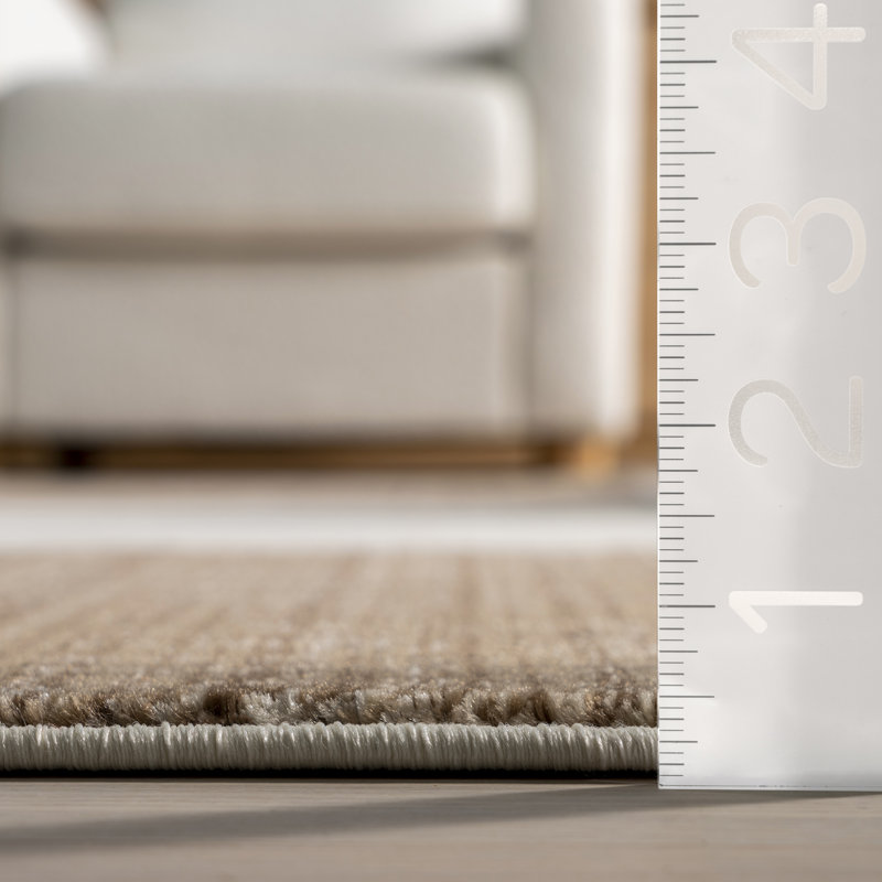 Aspen Checkerboard Fringed Brown and Off-White 8' x 10' Area Rug