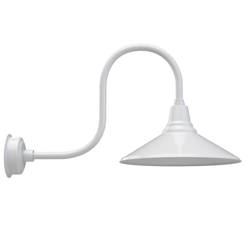 Luminaire de grange d’extérieur à del Albali, H 9 po x l 8 po x P 17 po, Blanc