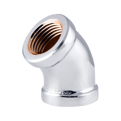 SUPPLYGIANT Chrome Plated Brass 45 Degree Elbow Pipe Fitting Connector for Water Supply Line