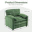 Chaise longue surdimensionnée en chenille vert 35 po - Fauteuil de lecture moelleux avec coussins épais à haut dossier large