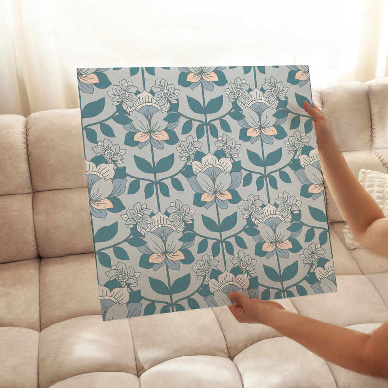 Motif botanique floral bohémien sans cadre, H 20 po x l 20 po