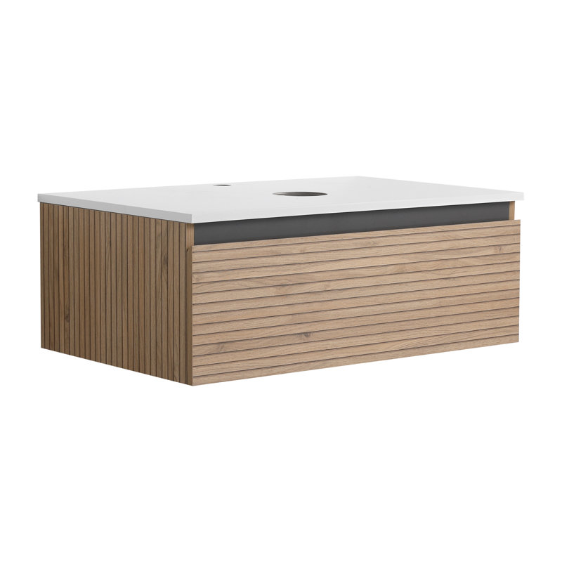 Meuble-lavabo mural de 30 po avec tiroir à fermeture en douceur (évier exclu) | Idée de cadeau