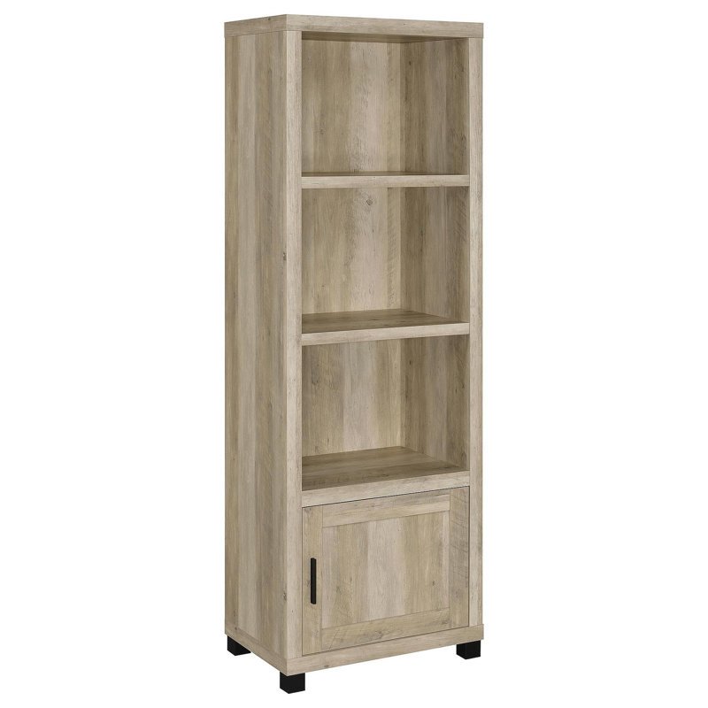 Tour média en bois d'ingénierie à 3 tablettes Vivek, Blanc délavé naturel