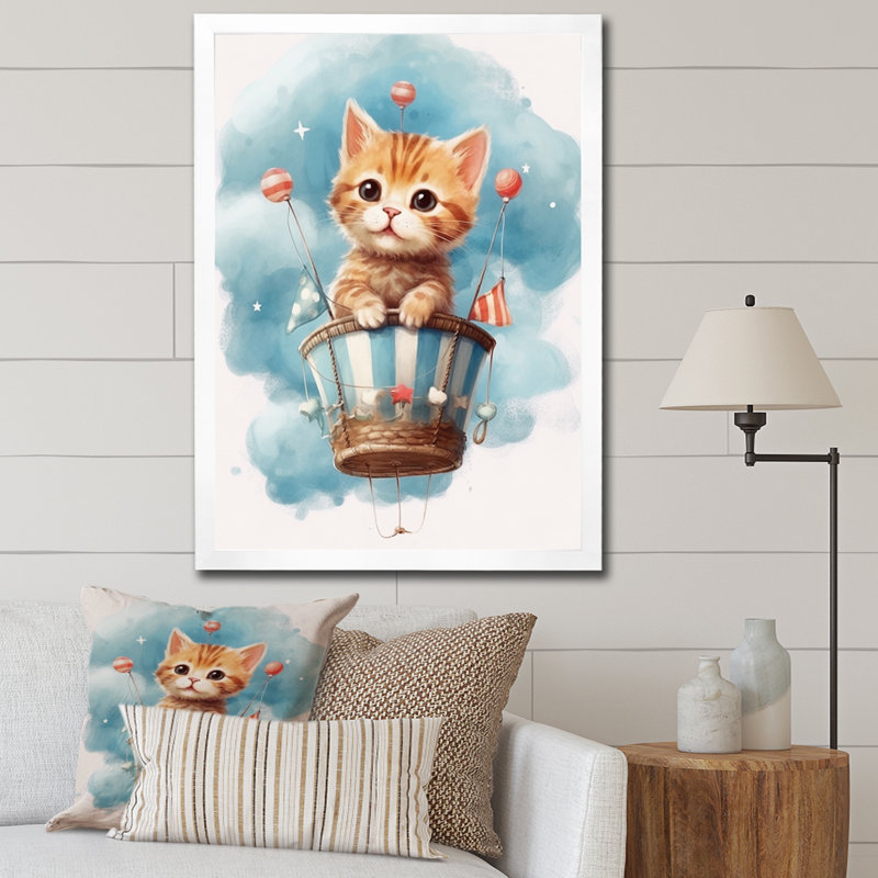 «Nursery Kitten Cuddles II», reproduction sur toile, H 32 po x l 16 po x P 1 po, Cadre photo blanc