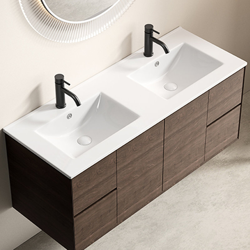 Lavabo à double cuve en céramique blanc laiteux, conception à rebord mince de 121 x 46 17 cm, aspect traditionnel américain, finition émaillée, emballage sécuritaire, bord en porcelaine à solutions d'installation multiples, esthétique, glacis,