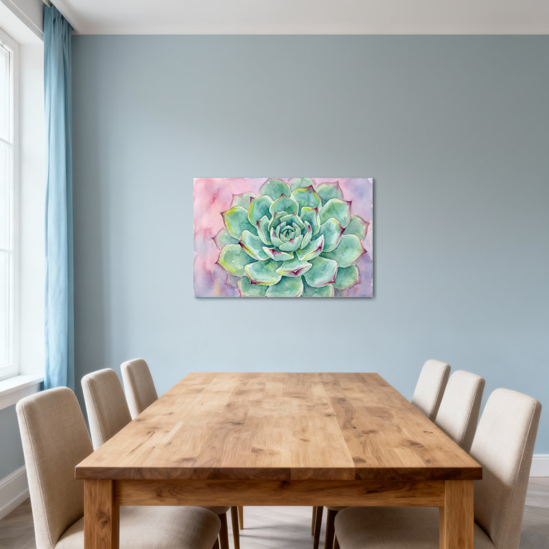 Plants & Flowers Watercolor Succulent Plant Art Print, 24" H x 36" W