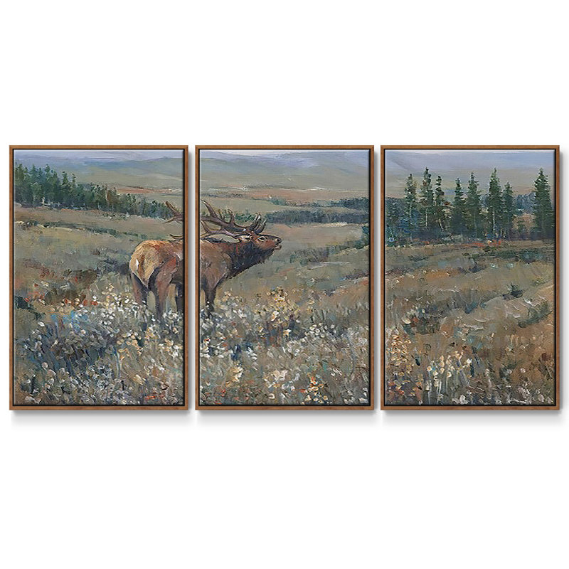 Faune de l'Ouest I 3 pièces, Noyer, H 40 po x l 78 po x P 2 po
