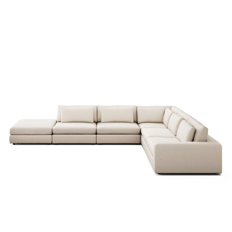 Bloor Sectional, Crypton Nomad Snow Polyester Blend, Right Hand Facing