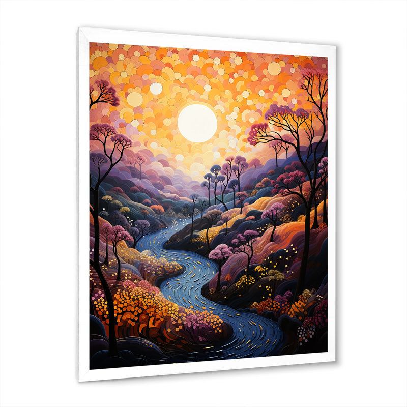 «Mikayda Canyon Landscape Pointillism II», reproduction sur toile, Cadre photo blanc, H 32 po x l 16 po x P 1 po