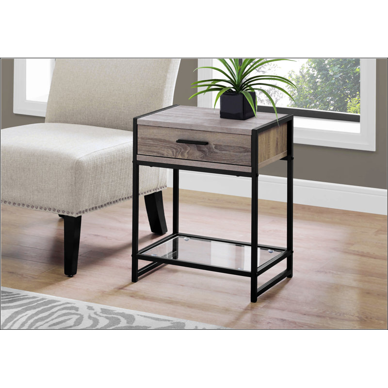 Side Table With Storage Drawer, Taupe