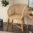 Cole And Grey Plastic Rattan Handmade Woven Rounded Living Room Light Brown Accent Chair With Teak Frame