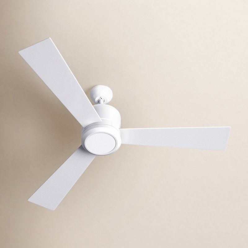 Ventilateur de plafond standard à DEL Tulsi avec télécommande et ensemble d'éclairage inclus, Blanc mat avec pales blanches