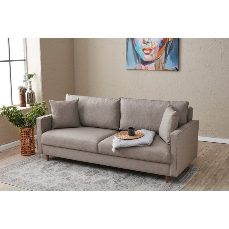 Canapé rembourré 82,7 po, 100 % polyester crème