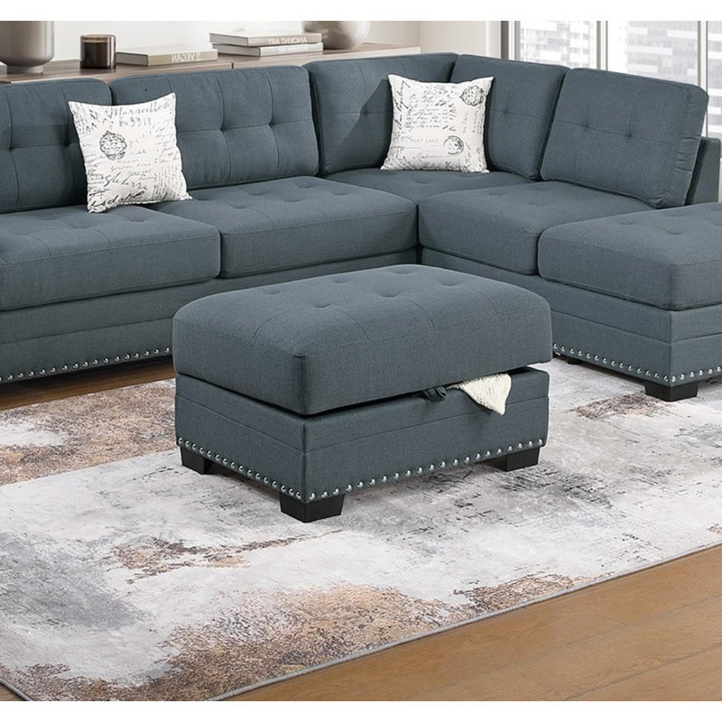 Sectional sofa with chaise longue and footstool